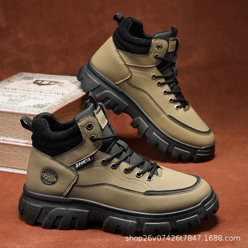 

Осіннє чоловіче взуття високі черевики Мартін чоловіче взуття для інструменту модні універсальні платформи британський стиль ретро альпіністські короткі черевики 44 зелений