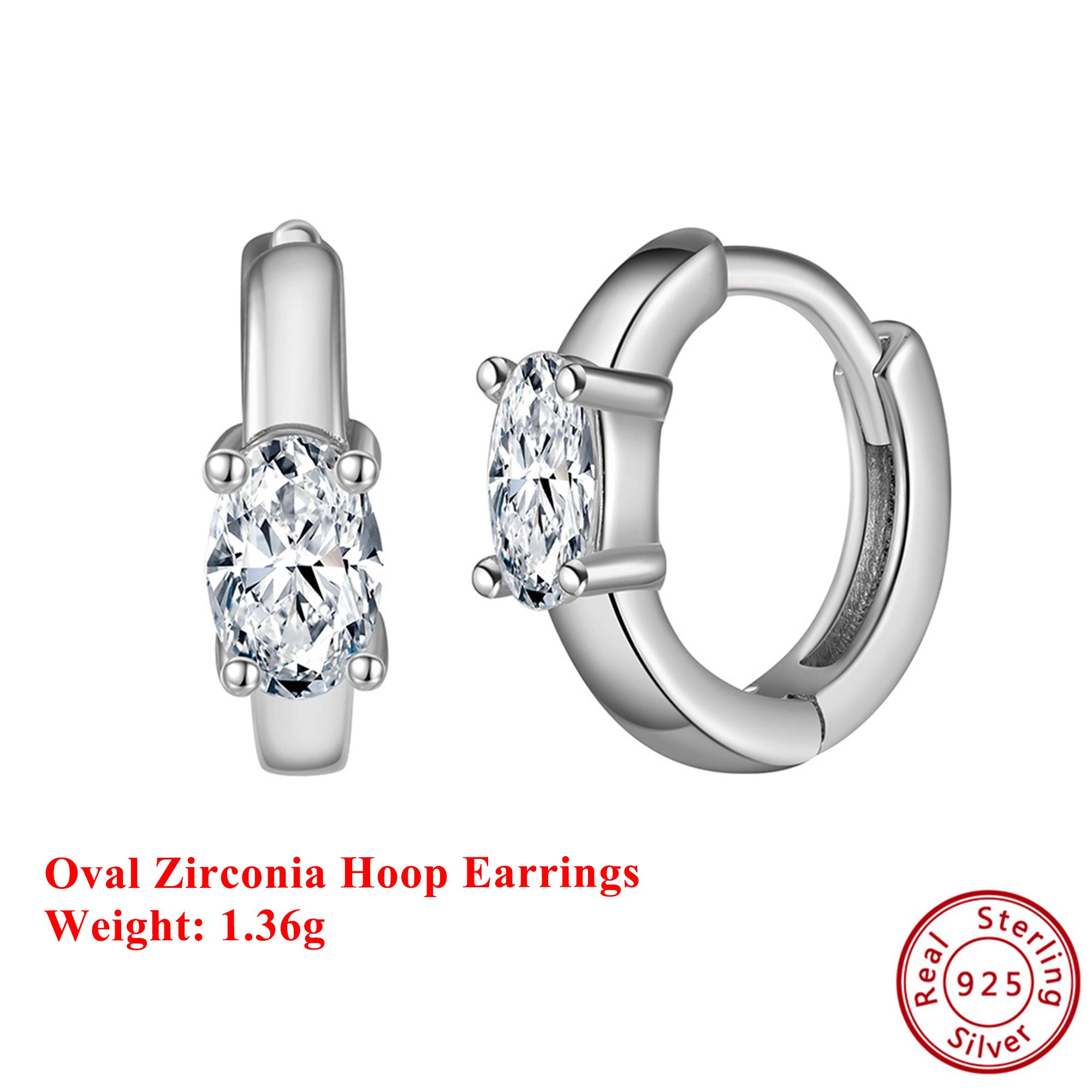 

Effie Queen 925 Pure Silver Oval Shaped Zirconia Hoop Earrings Banquet Jewelry for Women Wedding Party 2026 Trend Earrings LZE23 серебряный