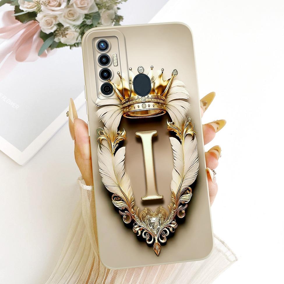 For Tecno Camon 17 CG6 CG6j Case For Techno Camon 17 Cover Luxury A-Z Letters 2D Painted Silicone Casing