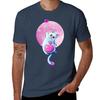 White Cat Hanging On A Heart Balloon Tshirt Stylish Graphic Short Sleeve Top