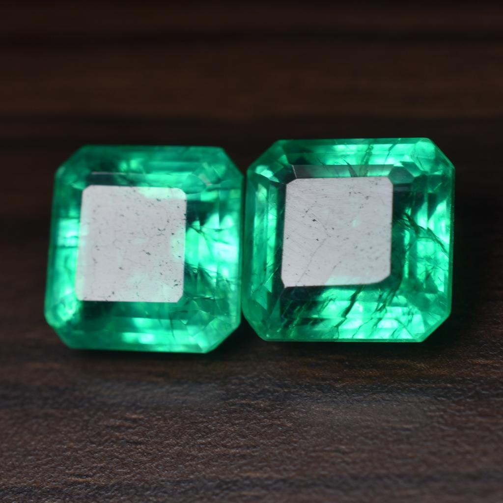 Emerald Cut Natural Emerald Green 19.67 Ct CERTIFIED Loose Gemstone S-1564