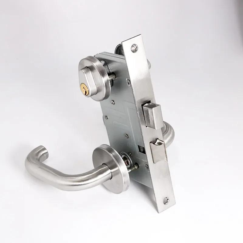 Security Door Stainless Steel Lock Cylinder Channel Fire Door Lock Indoor Universal Locks Double Door Handle Lock Home Hardware A