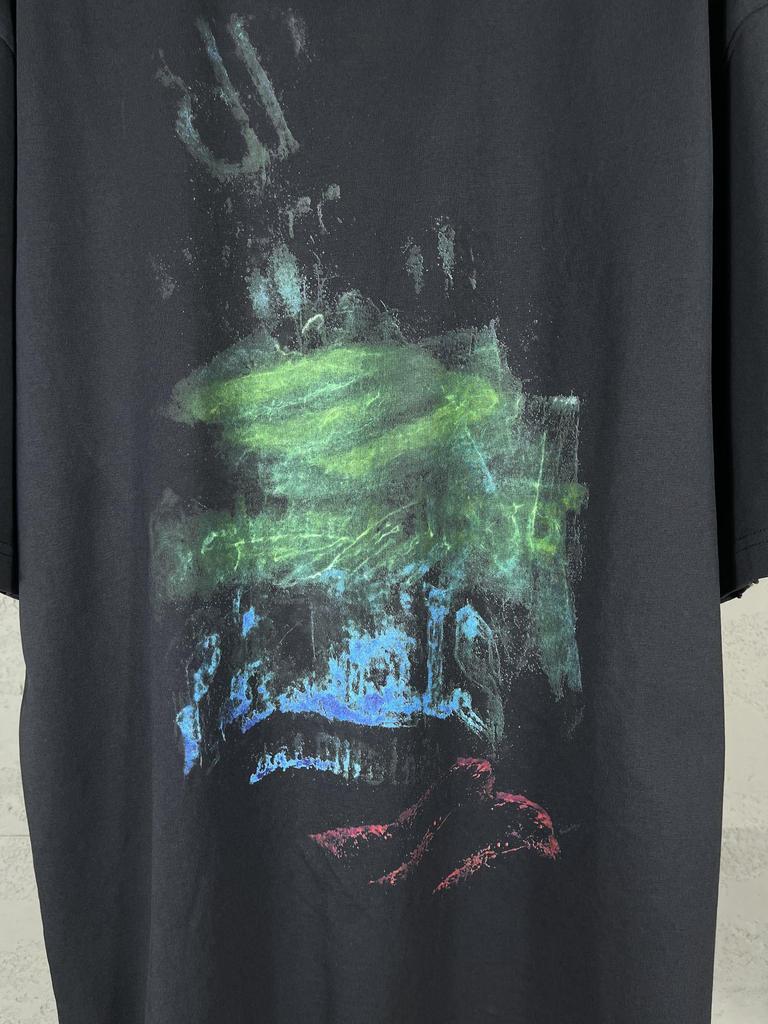 Authentic Paris B Distressed Hem Washed Blurred Pattern Unisex T-Shirt