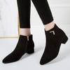 Short boots women's  autumn new matte PU medium heel ankle boots color Martin boots thick heel pointed women's boots