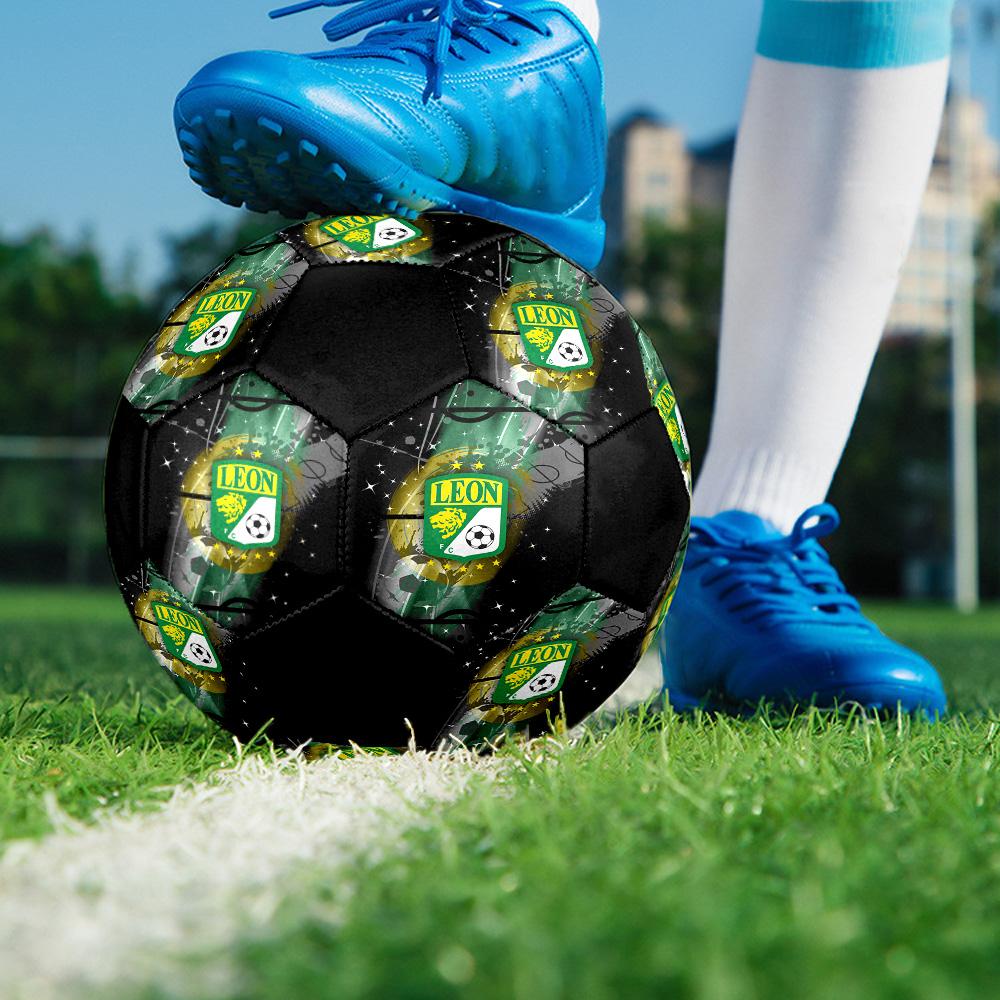 Club Leon Indoor Soccer Ball Colorful All Ages Size 5 Machine Stitched PVC Competition Ready Durable High-Bounce