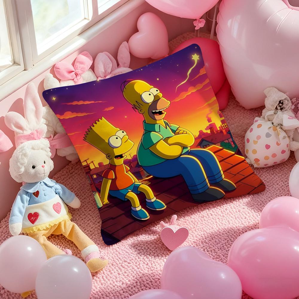 Simpsons La peliculaLos Cushion Cover Pattern Printed Pillowcase for Living Room Sofa Cushion Cover & Bedroom Decor
