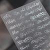 Silver Foil Script Beautiful Rose Moon Forever 5D Nail Art Stickers Cool Elegant Calligraphy Words Embossed Nail Decal Manicure