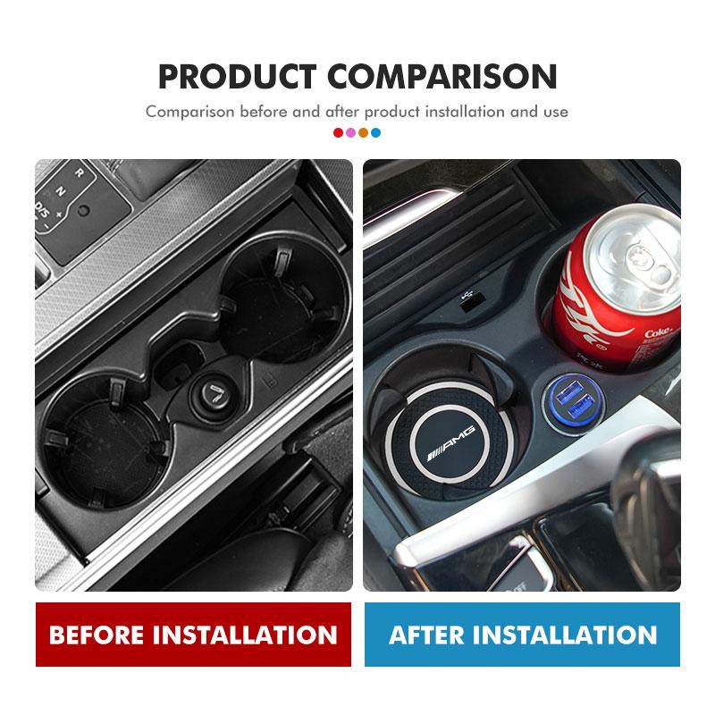 2pcs Car Anti Slip Insert Mat Coaster Water Cup Slot Decorate Pad For Mercedes Benz AMG A B C E S G Class W201 W210 W108 W205