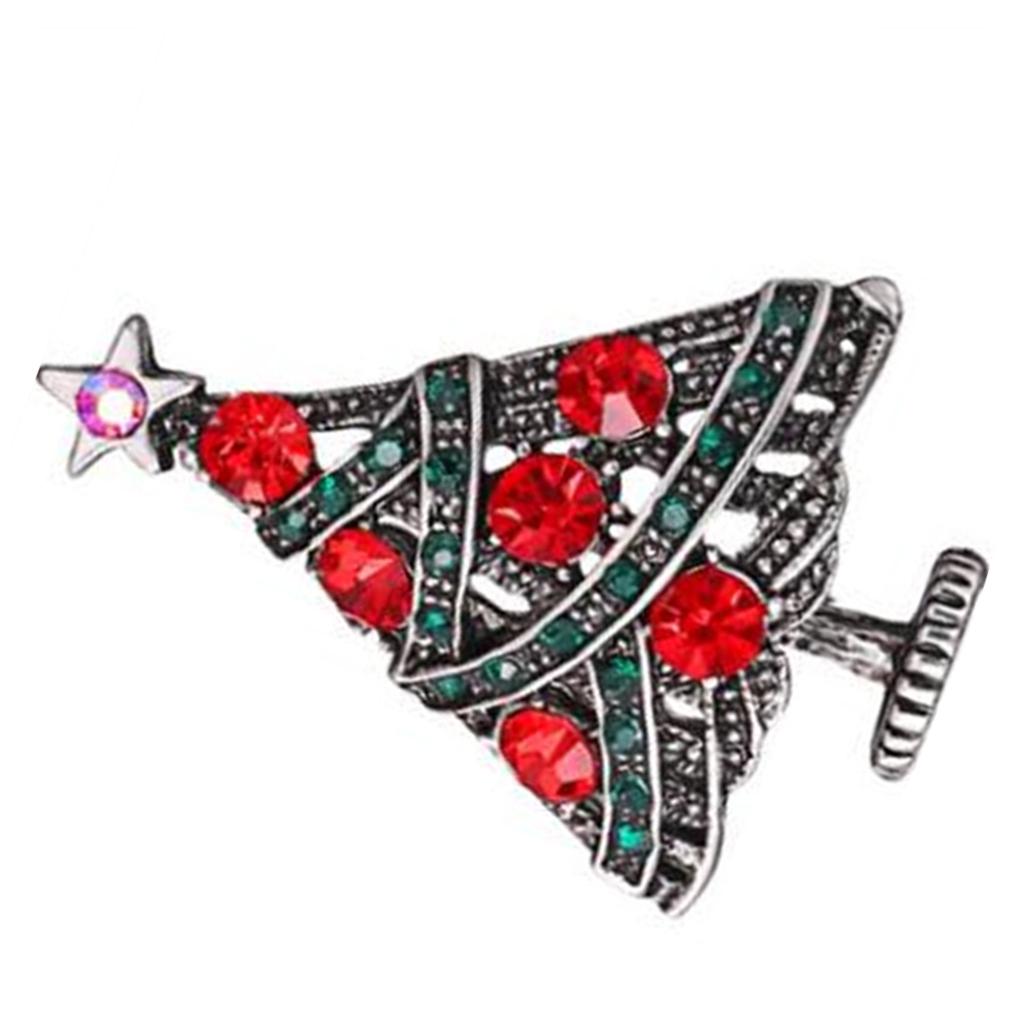 Frauen Mädchen Emaille Weihnachtsbaum Brosche Legierung Strass besetzt Korsagen Nadel Anstecknadel Schmuck Weihnachtsgeschenk