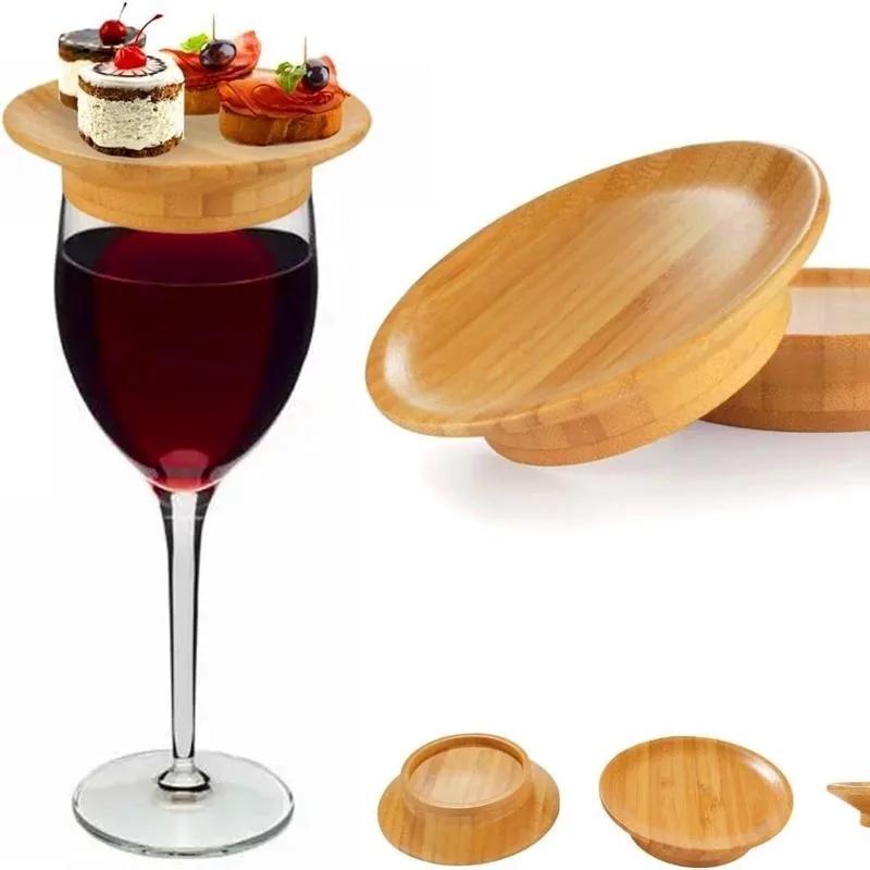 1Pcs Bamboo and Wood Red Wine Cup Lid Candle Cup Lid Wine Glass Charcuterie Topper Cooked Food Board Wooden Red Wine Cup Coaster