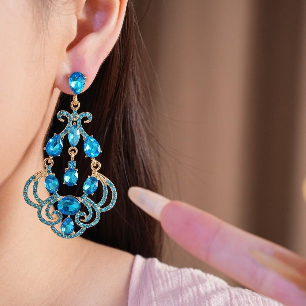 Exaggerated Rhinestone Drop Earrings Exquisite Statement Earrings  Anniversary