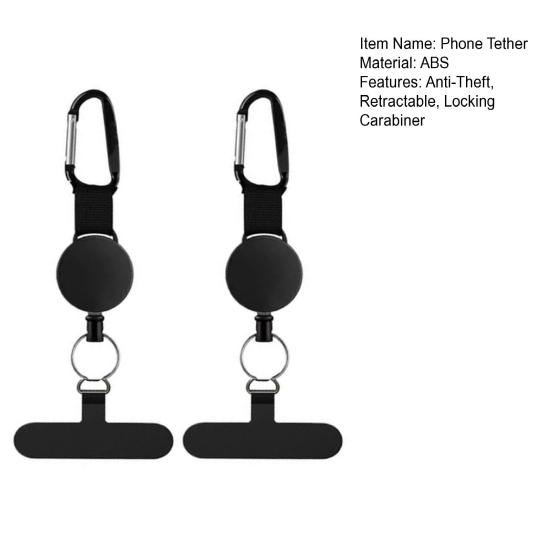 Lanyard Antirrobo para Teléfono con Cable de Acero Retráctil, Correa para Teléfono Celular Universal con Mosquetón de Bloqueo y Pestaña de Metal para Senderismo al Aire Libre