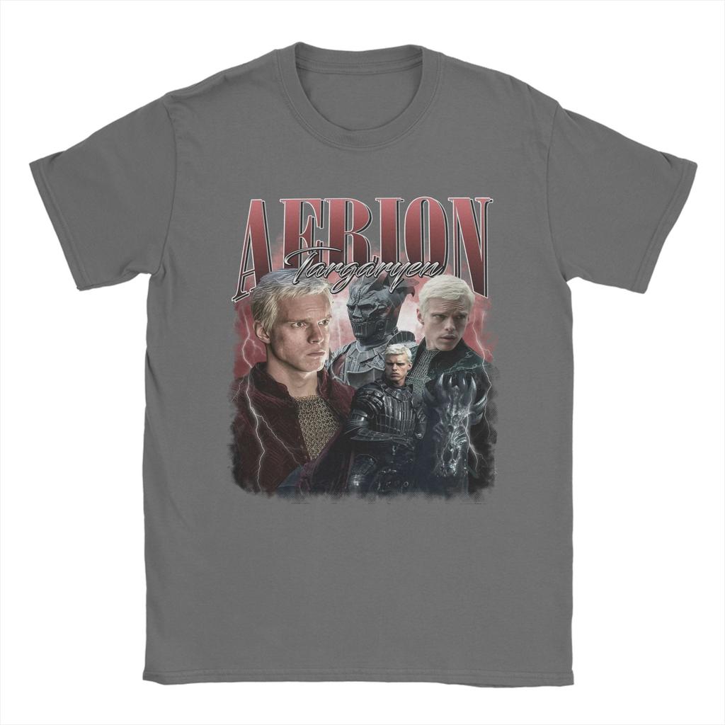 Heren Vintage Aerion Targaryen T-shirt Puur Katoen Tops Uniek Korte Mouw Ronde Hals T-shirts Cadeau Idee T-shirts