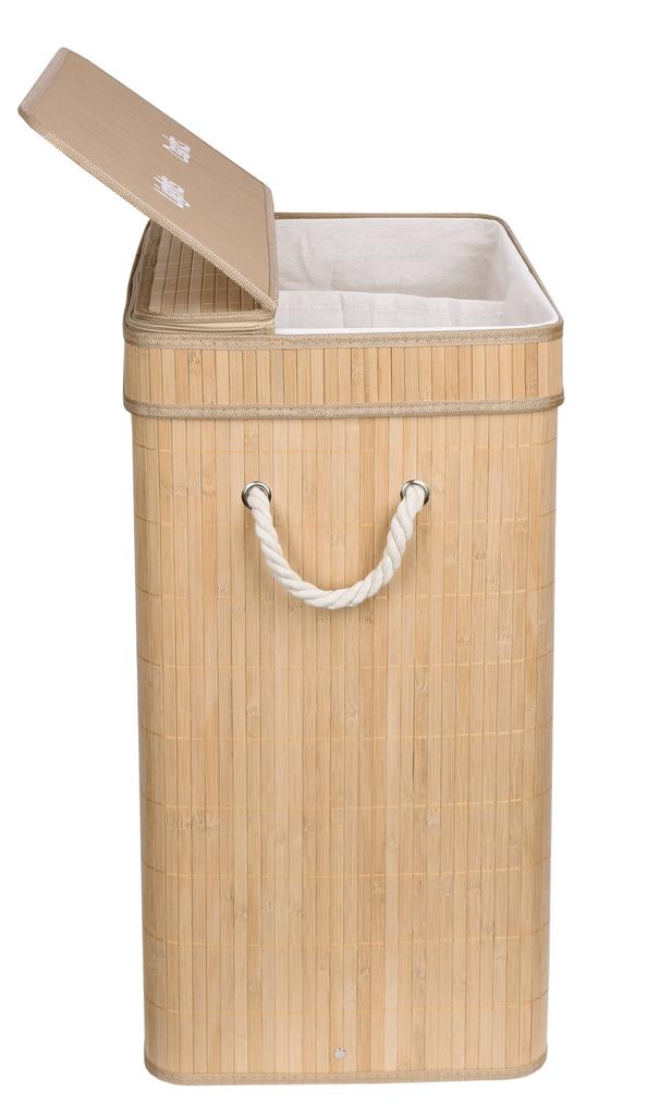 Soren Bamboo Laundry Basket, 2 Compartments, Natural