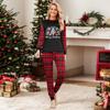Matching Family Christmas Printed Set with Round Neck, Long Sleeve and Long Pants for Parent and Child