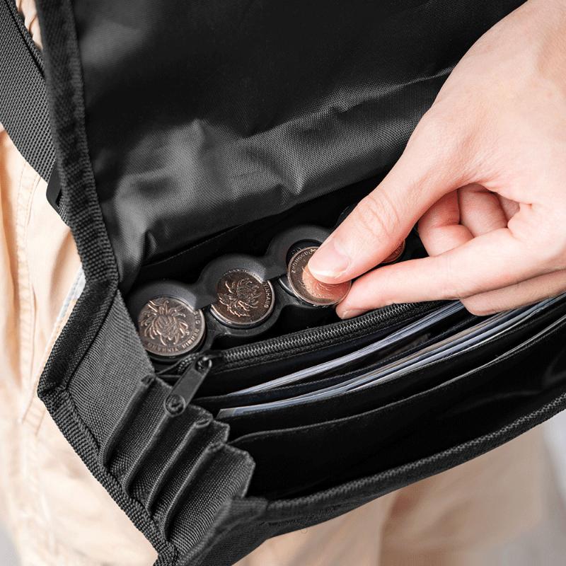 Multi Pocket Waist Bag Euro Coin Holder Portable Coin Storage Money Box Wallet Purse For Waiter Driver Cash Money Phone Safe