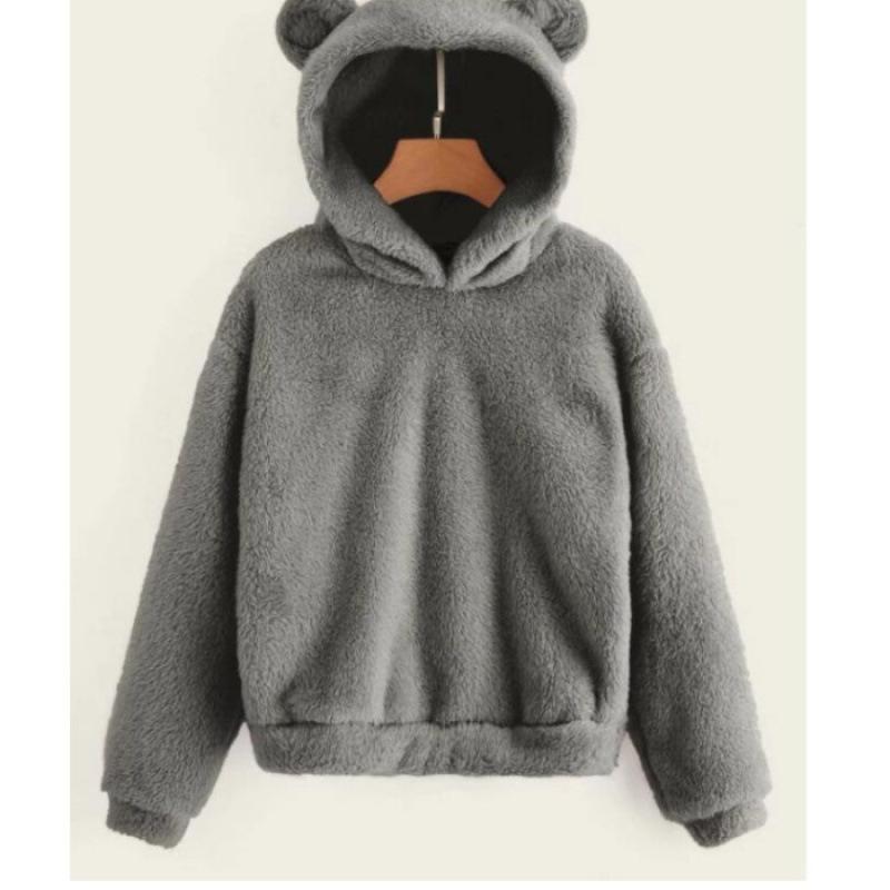 Autumn and winter new fluffy rabbit ears hooded warm sweater sweater