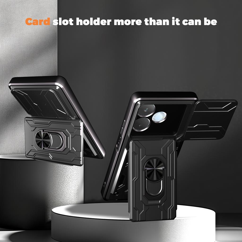 Pre Oppo A5 Pro 5G (globálne) Puzdro PC+TPU s výklopným stojanom, zadný kryt telefónu s posuvným krytom fotoaparátu