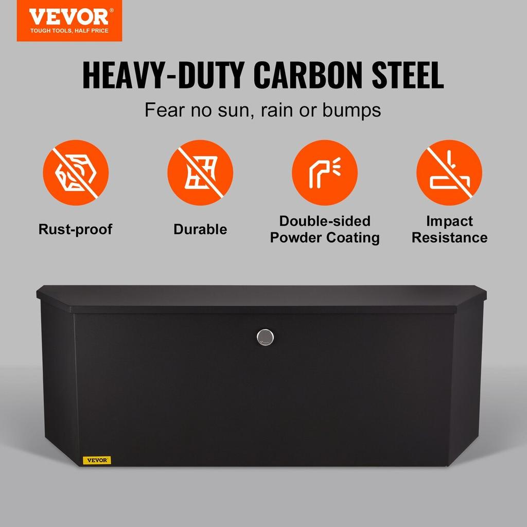 Trailer Tongue Tool Storage Box 36 x 12 x 12 inch Carbon Steel + Lock Keys