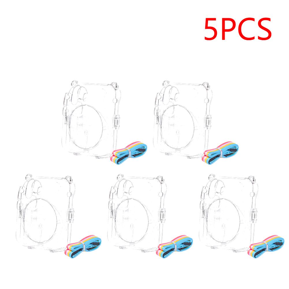 2-5PCS Mini Camera Case PC Crystal Camera Bag with Shoulder Strap Protective Shell for Fujifilm Instax Mini 12 Wear-Resistant
