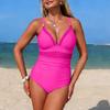 Swimsuit for Women V Neck Adjustable Shoulder Straps Ruched Tummy Control Bathing Suit