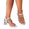 Fashion 2025 Summer Elegant Women's Modern Sandals Crystal Buckle Strap Med Heel Daily Dress Party Walking Plus Size Square Toe Sandals