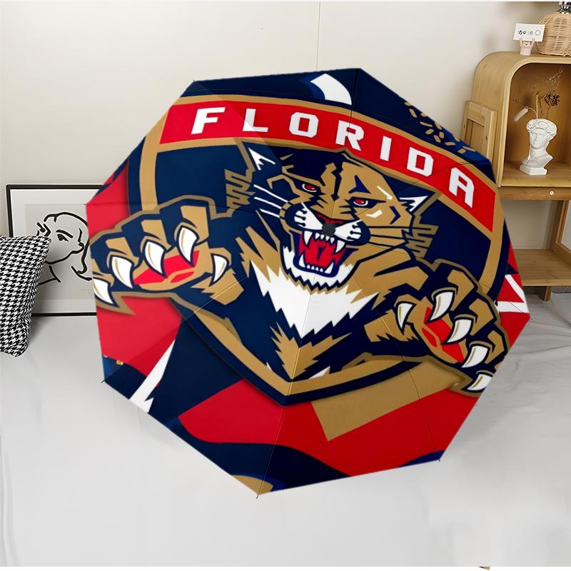 Florida Panthers Fashionable Automatic Opening/Closing Folding Umbrella. Portable and Foldable, Ideal for Gift, Travel, and Daily Use.