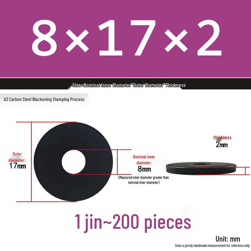 Black Oversized Thickened Round Metal Flat Washer Spacer for Home Use