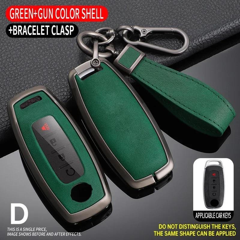 Zinc Alloy+ Leather Car Key Case Cover for Nissan Juke 2023 X-trail T33 Qasqhai J12 2022 Ariya Altima Teana2 3 4 5 Buttons Key