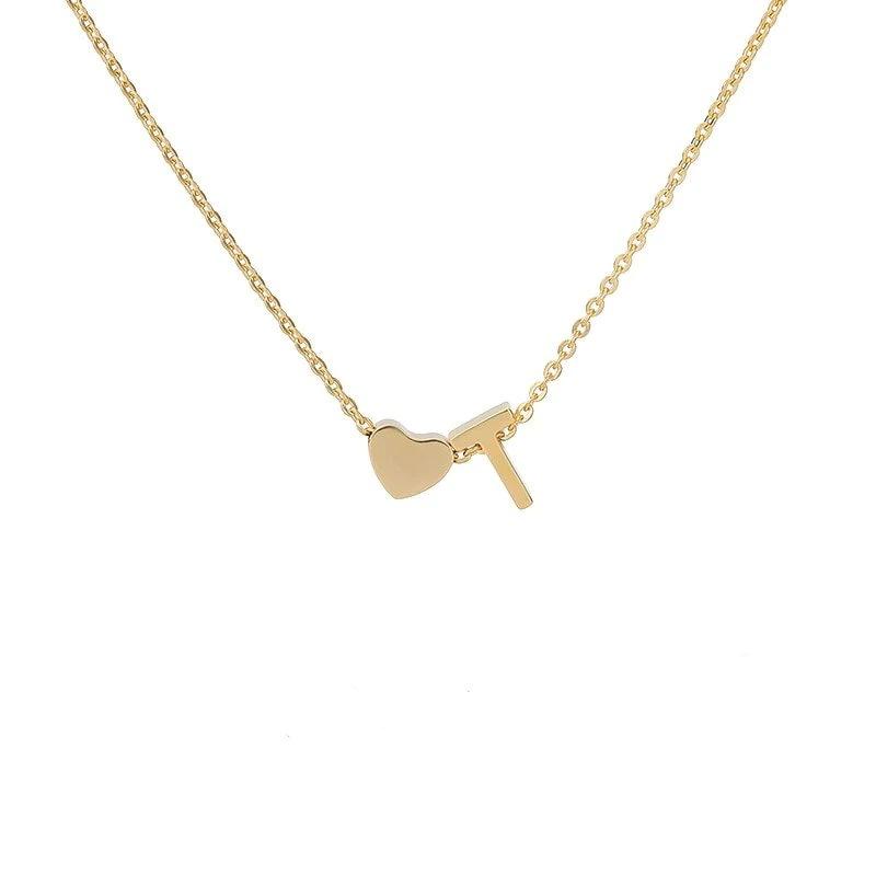 Kulei Stainless Steel Jewelry European and American English Letter Peach Heart Love Combination Necklace