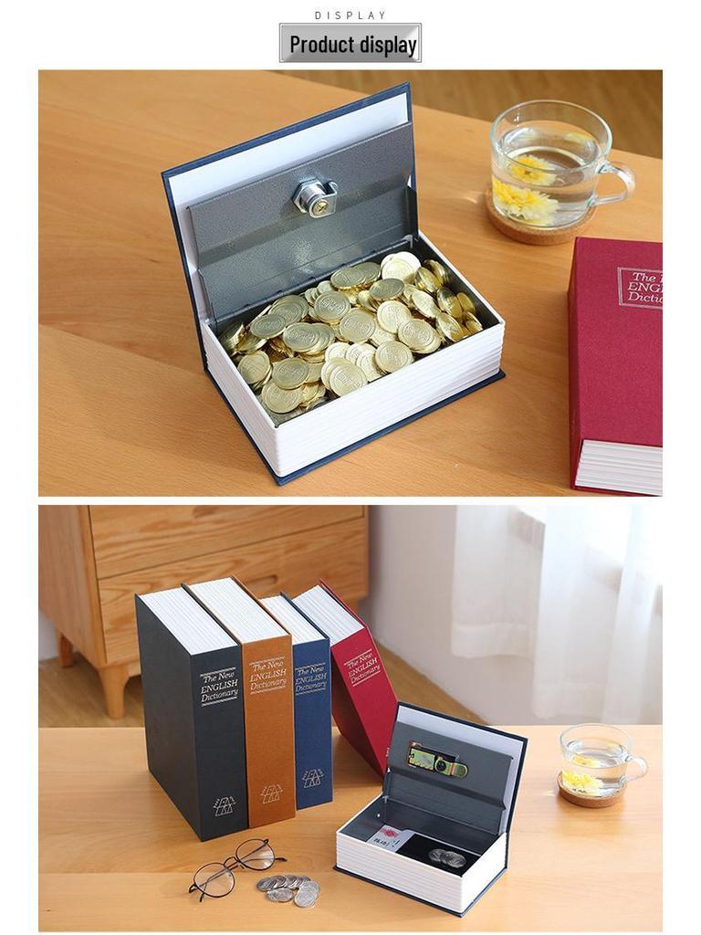 Creative Iron Book Safe: Password Protected Money Storage Box for Home or Office.