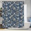 Classic Floral Birds Shower Curtain Blue White Black Waterproof Bath Decor Home Decoration Wall Hanging for Bathroom Kitchen L