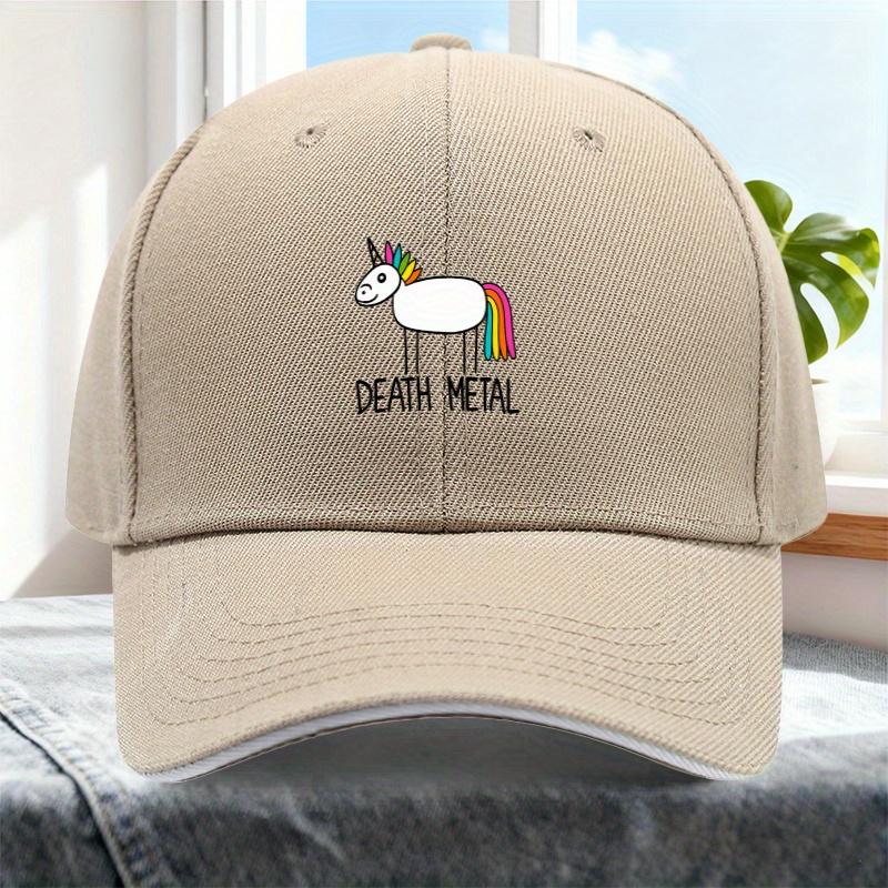 Death Metal Unicorn Funny Graphic Baseball Cap Unisex Polyester Adjustable Casual Cap