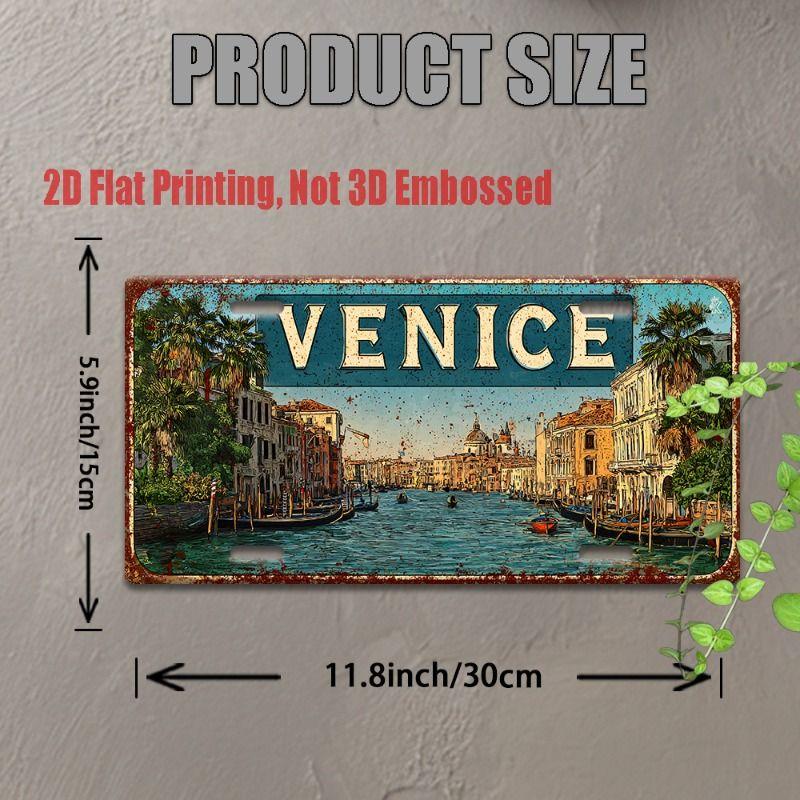Retro Metal Wall Art Travel Cityscape Decor for Living Room Bedroom Cafe