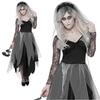 Elegant Ladies Womens Horror Zombie Costume Featuring Lace Hollow Long Sleeves
