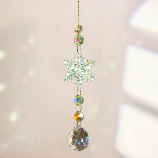 4Pcs/Sets Snowflake Faux Crystal Sun Catcher Decoration Indoor Outdoor Garden Window Hanging Prism Rainbow Maker Ornament Christmas Pendant