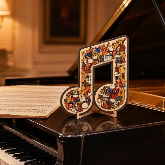 Puzzle in Legno Nota Musicale Strumento Nota Decorazione Jigsaw Musicale