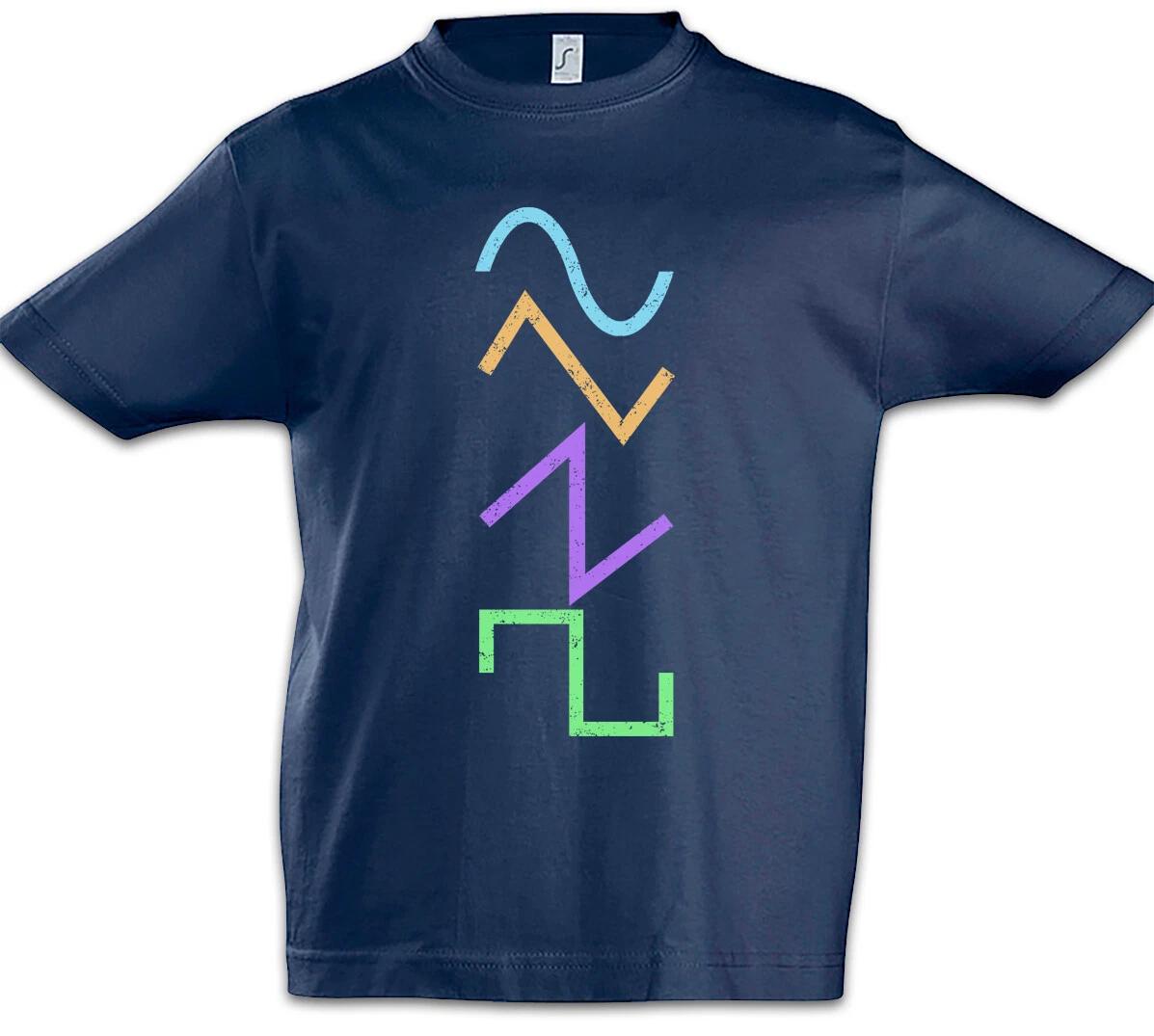 Waves Kids Boys T-Shirt Techno MC DJ Audio Music Electro Synthesizer Volume- 120