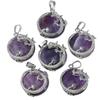 18kgp Sinosaurus Dragon Twine Natürlicher Amethyst Kristallkugel Charms Anhänger für Halskette Coole Frauen Männer Schmuck