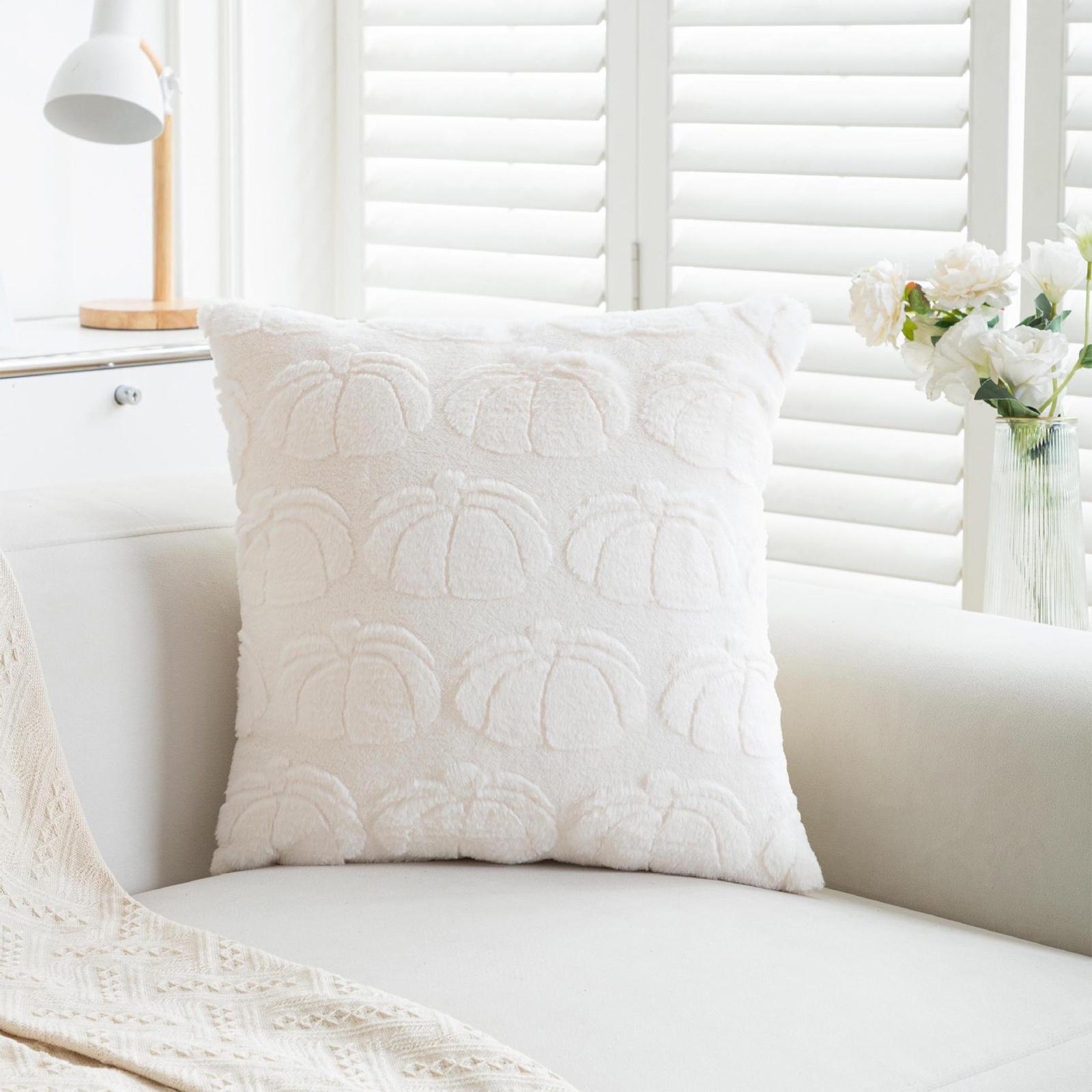 

Новая тыквенная подушка ХэллоуинКроличий мех Плюшевая наволочкаОсень Диванная подушка Подушка S белый