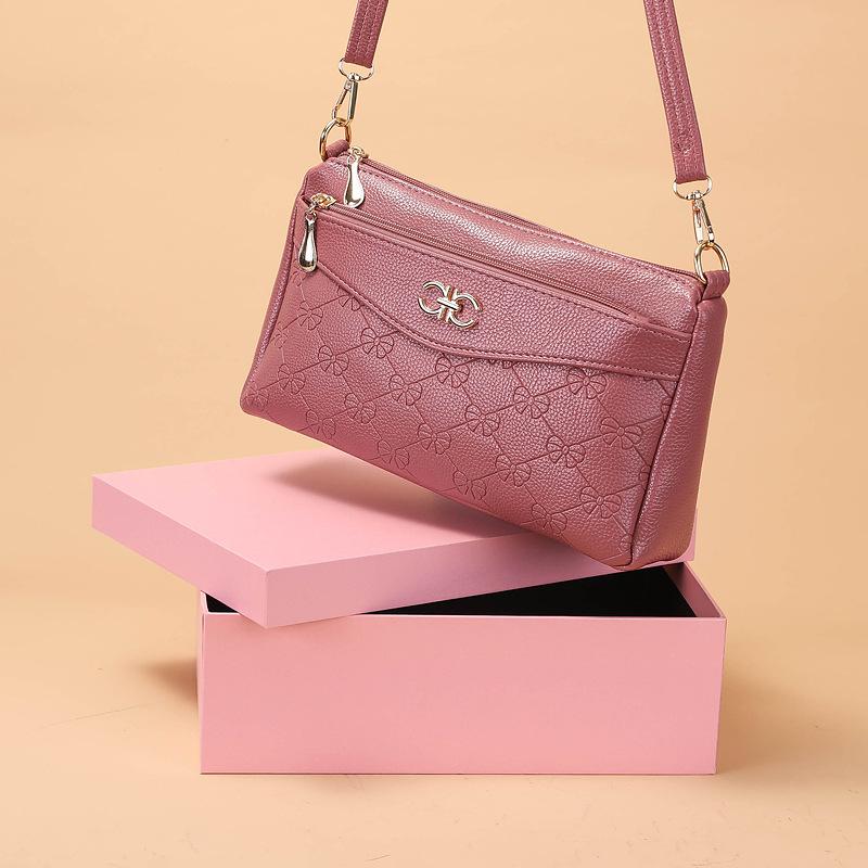 2025 Autumn Retro New Women's Shoulder Bag Soft Leather Women's Bag Korean Version Lychee Pattern Stall Light Messenger Bag