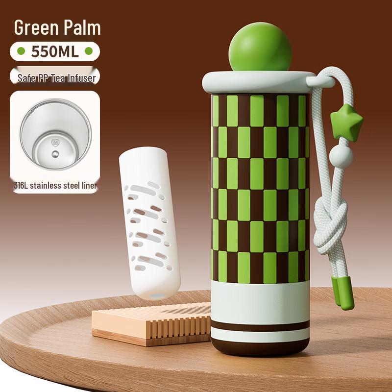 OLOEY 550ml Ceramic Lined Insulated Straw Cup