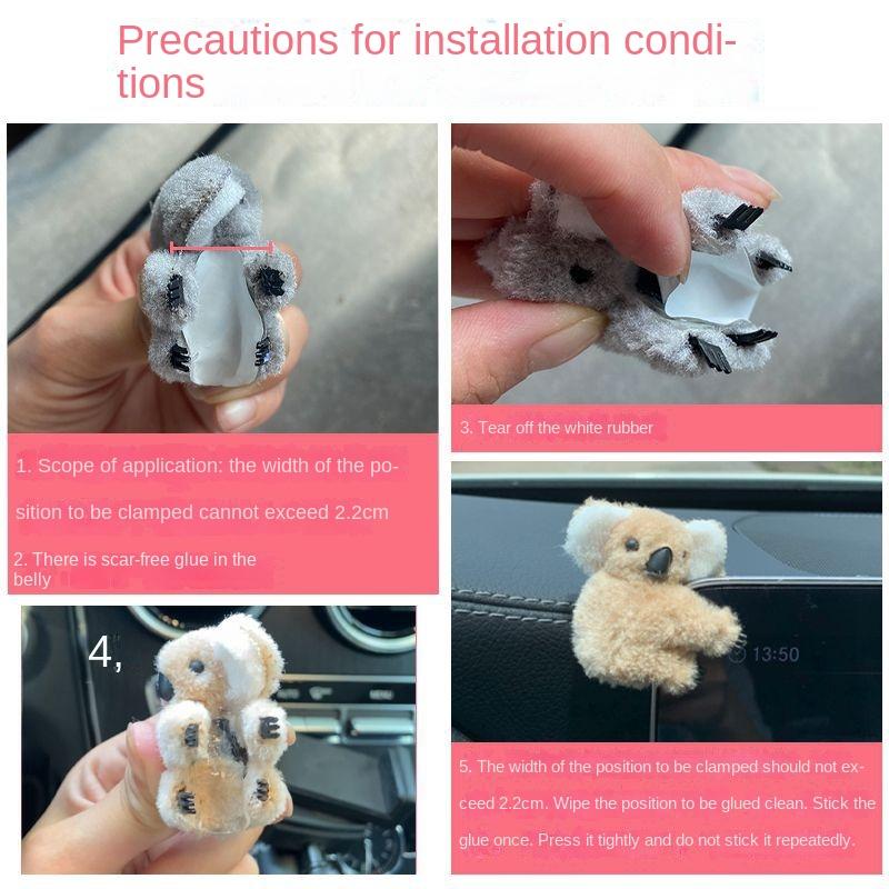 Specchietto Retrovisore Auto Decorazione Schermo Controllo Centrale Ornamento Carino Koala Accessori Interni Auto Aletta Parasole Clip Porta Carte