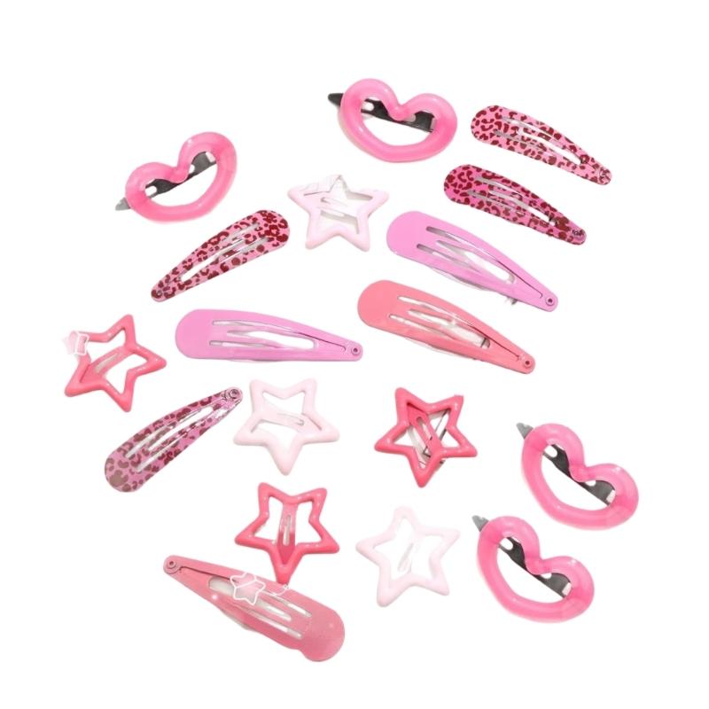 Set of 18 2000s Trendy Hair Clip With Unique Heart Star And Leopard Pattern Design Sweet Hairpin For Women Girl Daily Wear 1