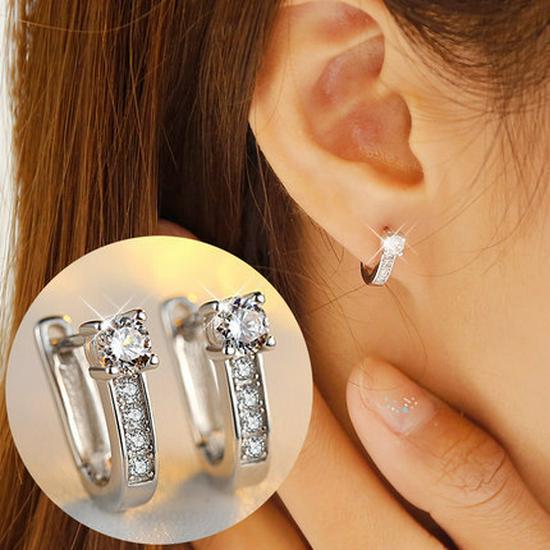 

Jin Yali Fashion Korean Zircon U-Shaped Earrings