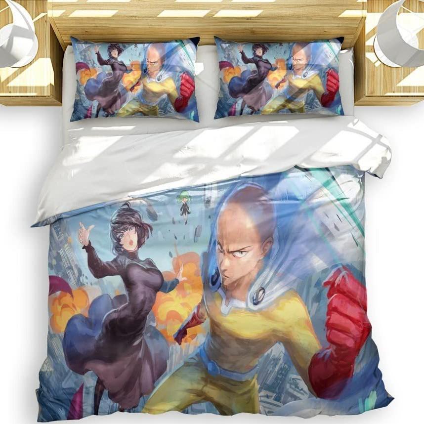 Anime One Punch Superman Bedding Three-Piece Quilt Cover