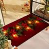 Christmas-Themed Poinsettia and Pine Branch Print Welcome Doormat, Sponge Thickness 1.19 Cm - 600g Per Square Meter, Non-Slip Polyester Mat, Machine W