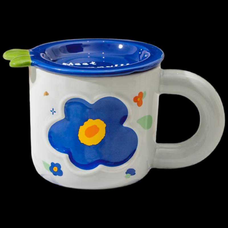 SHZH-MKB02 Danish Floral Ceramic Mug with Lid