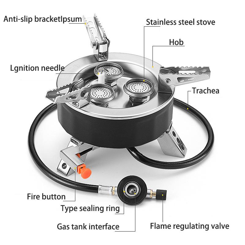 Camping Burner 6800W Big Power Portable Foldable Outdoor Tourist Head Picnic Survive Warm Gas Stove For Hiking Fishing BBQ Stove