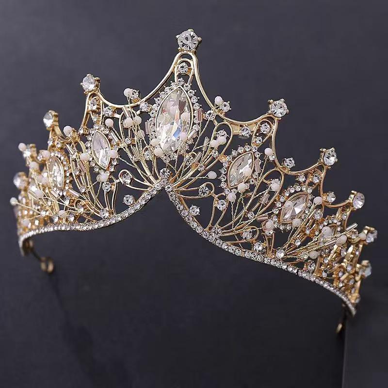 Handmade Crystal Beaded Princess Crown Headband for Girls - Ideal for Birthdays, Weddings, and Performances